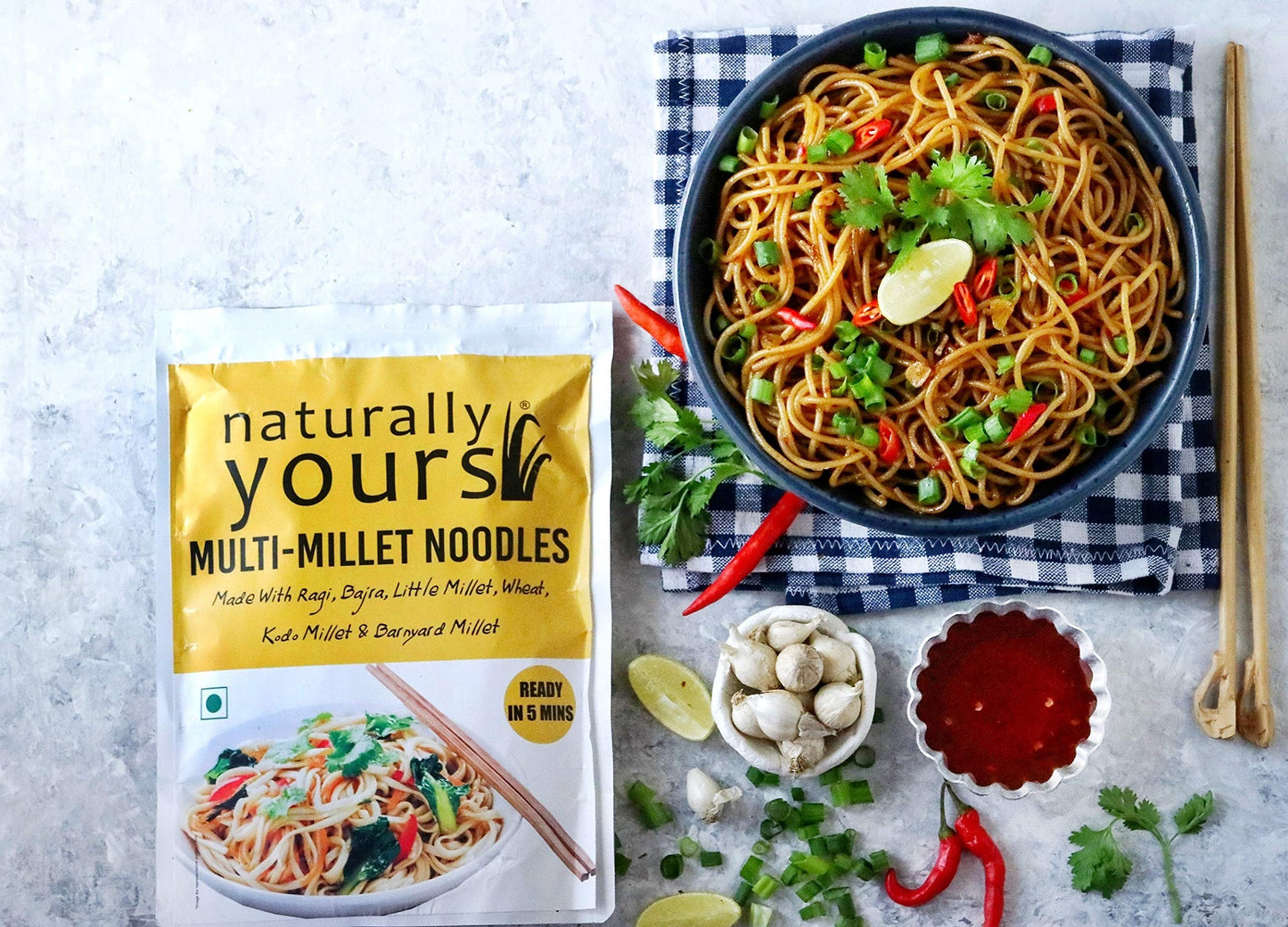 Naturally Yours, Multi-Millet Noodles, Includes Tastemaker, No Maida, Preservative Free, Non-Fried, Vegan, 180g Each / Net Weight 540g (Pack of 3)