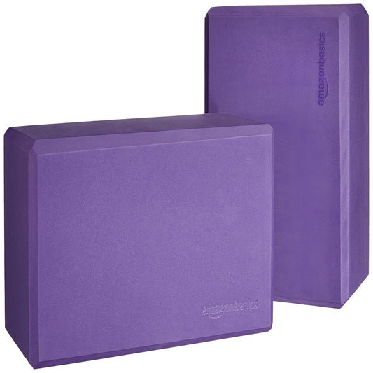 AmazonBasics Foam Yoga Blocks - 4 x 9 x 6 Inches, Set of 2, Purple