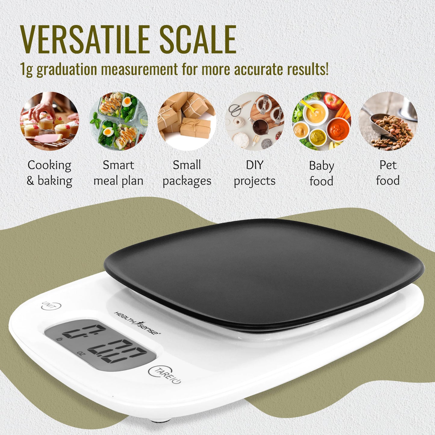 HealthSense Weight Machine for Kitchen, Kitchen Food Weighing Scale for Health, Fitness, Home Baking & Cooking with Bright LCD, Touch Button, Tare Function & 1 Year Warranty – Chef-Mate KS 63