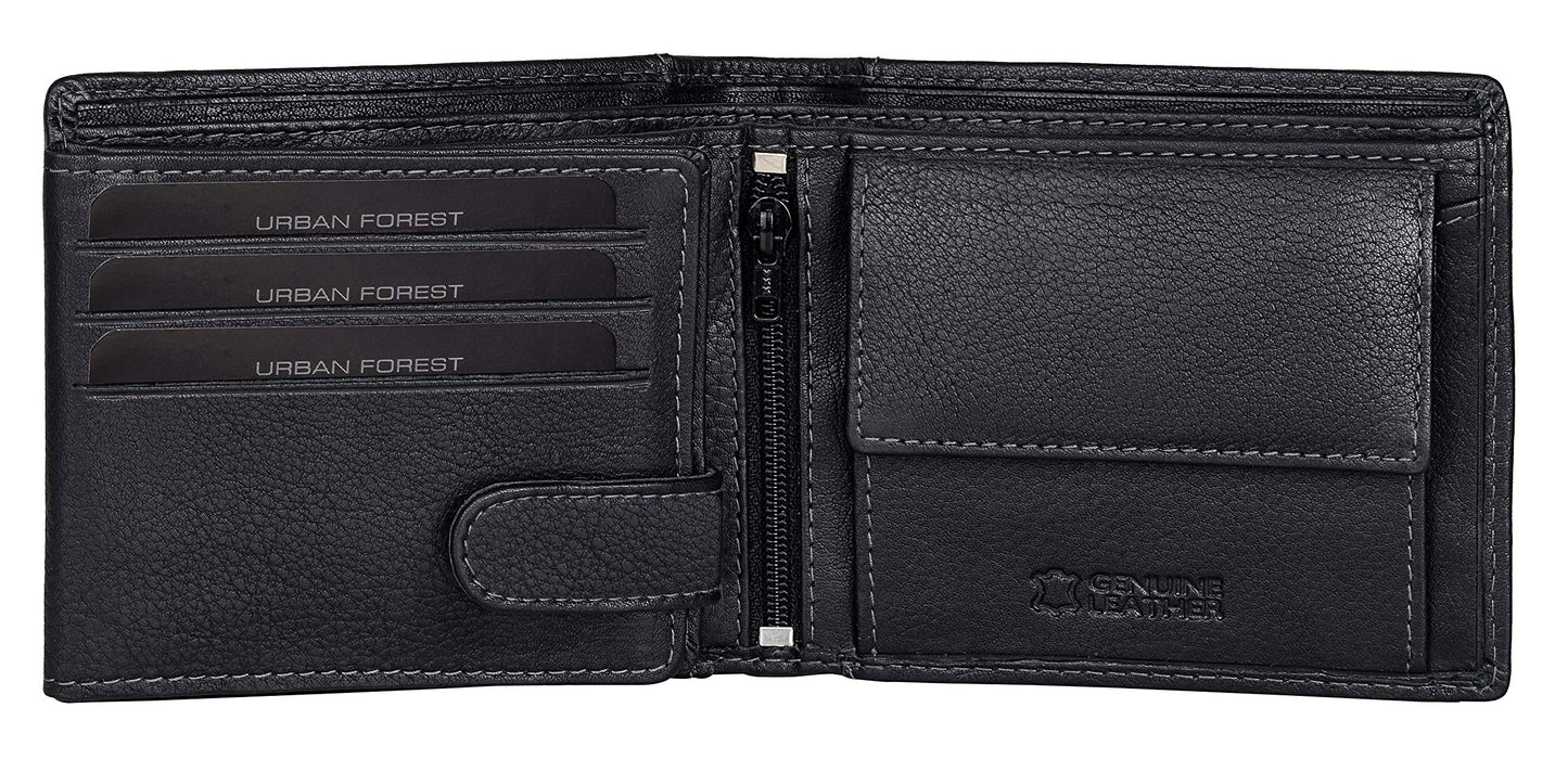 URBAN FOREST Oliver Black Leather Wallet for Men, 6 Card Slot