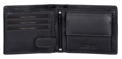 URBAN FOREST Oliver Black Leather Wallet for Men, 6 Card Slot