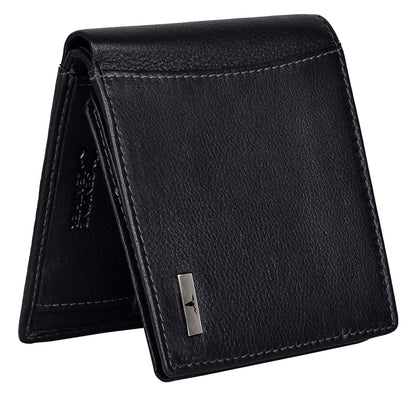 URBAN FOREST Oliver Black Leather Wallet for Men, 6 Card Slot