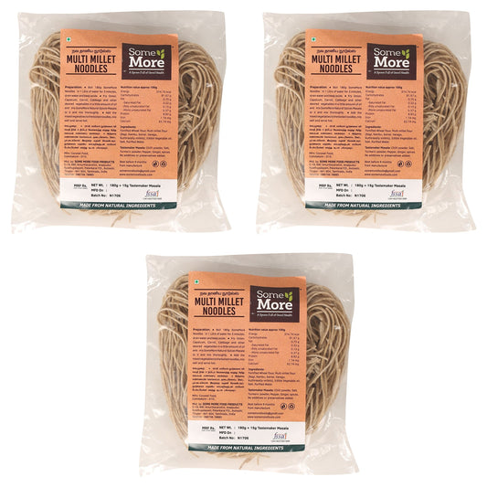 Some More Multi Millet Noodles, 195 Grams (Pack Of 3), Certified Organic