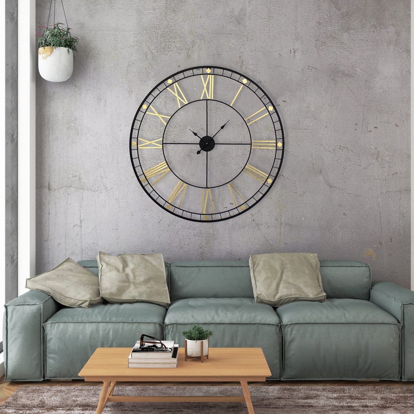 Craftter Analog 40 Inch Black Extra Large Metal Wall Clock Decorative Hanging For Bedroom Home Office Living Room, Office