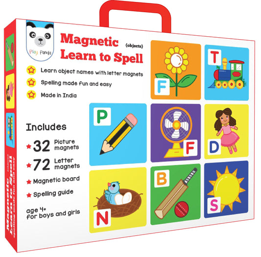 Play Panda Learn to Spell : Objects with 32 Picture and 72 Letter Magnets, Magnetic Board and Spelling Guide