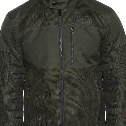 Royal Enfield Windfarer Riding Jacket Olive 44 Cm Knox Flexiform Ce Level 1 Certified Protectors At Shoulders And Elbows / High Abrasion-Resistant mesh with high air permeability